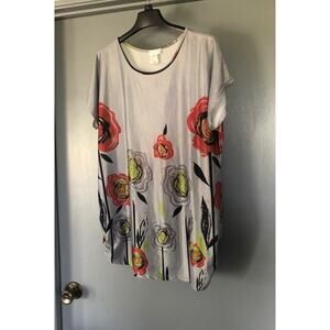 Gotcha Covered Top Womens Size2 floral rhinestones sparkle short sleeves